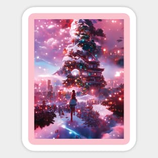 Wild Christmas Walk in the Snow Going on a Xmas Adventure Around Christmas Trees Sticker